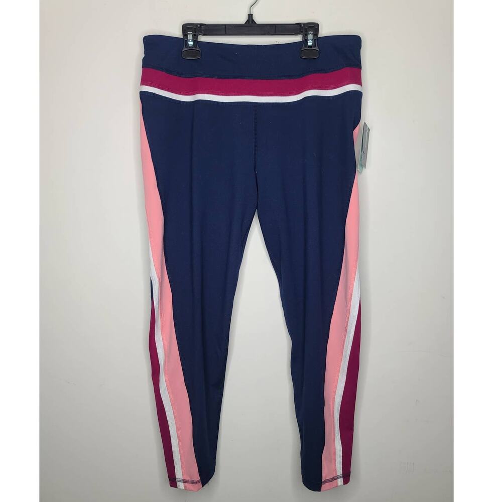 NWT DSG Dicks Sporting Goods high rise navy pink 7/8 length leggings - large